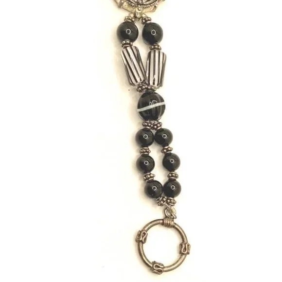 Retro Geneva Quartz Japan Movement glass beaded bracelet watch with toggle bar c - Picture 3 of 6